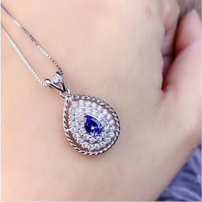 Natural Tanzanite Pendant, Engagement Pendent, Tanzanite Silver Pendent, Woman Pendant, Pendant Necklace, Luxury Pendent Pear Cut Pendent | Save 33% - Rajasthan Living 10