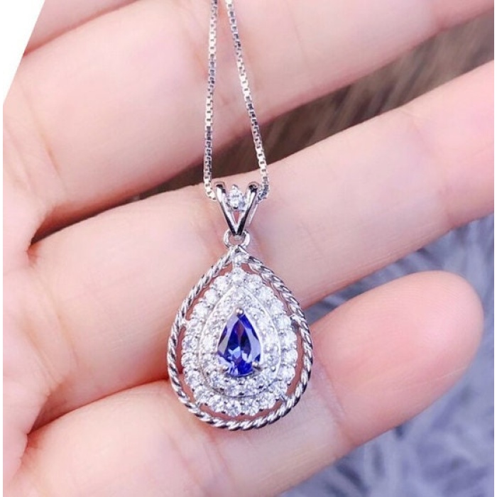 Natural Tanzanite Pendant, Engagement Pendent, Tanzanite Silver Pendent, Woman Pendant, Pendant Necklace, Luxury Pendent Pear Cut Pendent | Save 33% - Rajasthan Living 8