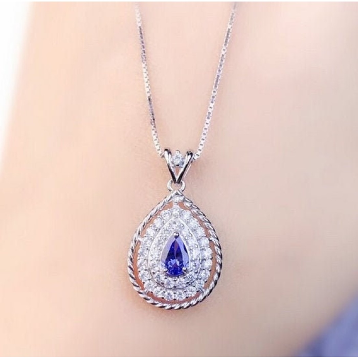 Natural Tanzanite Pendant, Engagement Pendent, Tanzanite Silver Pendent, Woman Pendant, Pendant Necklace, Luxury Pendent Pear Cut Pendent | Save 33% - Rajasthan Living 5