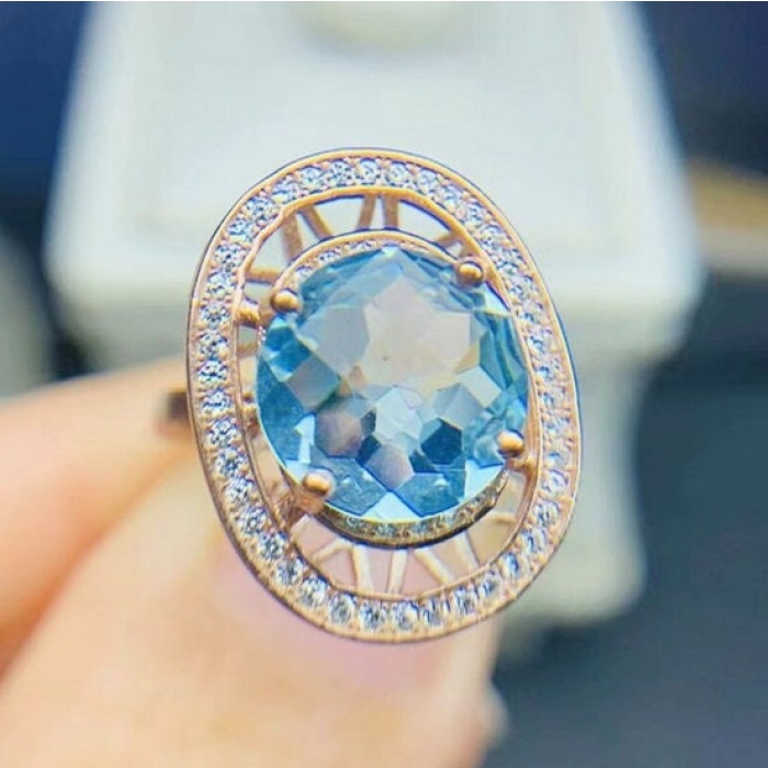 Natural Blue Topaz Ring, 925 Sterling Sliver, Topaz Engagement Ring, Topaz Ring, Wedding Ring, luxury Ring, solitaire Ring, Round cut Ring | Save 33% - Rajasthan Living 6