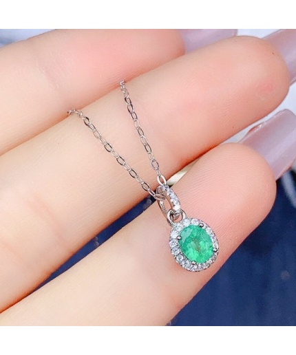 Natural Emerald Pendant, Engagement Pendent, Emerald Silver Pendent, Woman Pendant, Pendant Necklace, Luxury Pendant Oval Cut Stone Pendent | Save 33% - Rajasthan Living