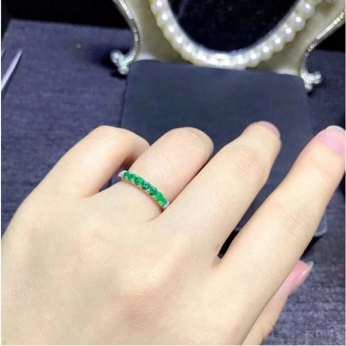 Natural Emerald & Cubic Zirconia Woman Ring, 925 Sterling Silver, Emerald Ring, Statement Ring, Engagement and Wedding Ring | Save 33% - Rajasthan Living 9