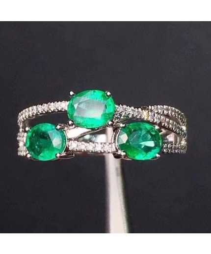 Natural Emerald & Cubic Zirconia Woman Ring, 925 Sterling Silver, Emerald Ring, Statement Ring, Engagement and Wedding Ring | Save 33% - Rajasthan Living