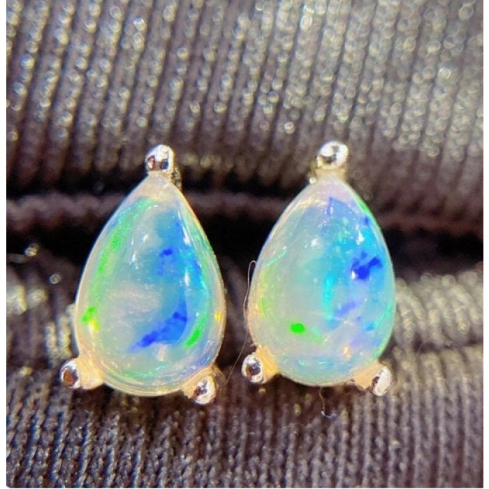 Natural Opal Studs Earrings, 925 Sterling Silver, Opal Studs Earrings, Earrings, Opal Earrings, Luxury Earrings, Pear Stone Earrings | Save 33% - Rajasthan Living 10