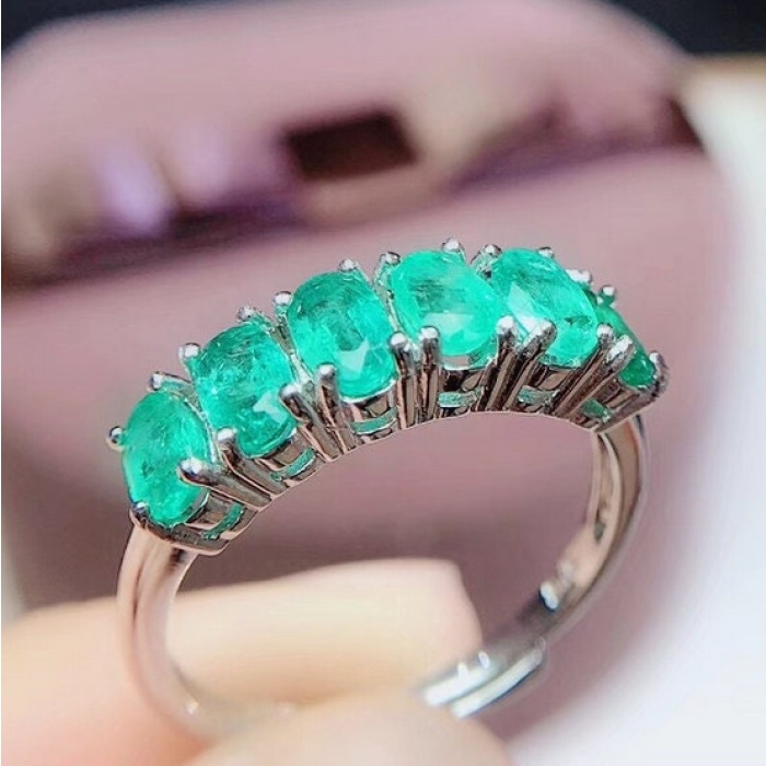 Natural Emerald & Cubic Zirconia Woman Ring, 925 Sterling Silver, Emerald Ring, Statement Ring, Engagement and Wedding Ring | Save 33% - Rajasthan Living 11