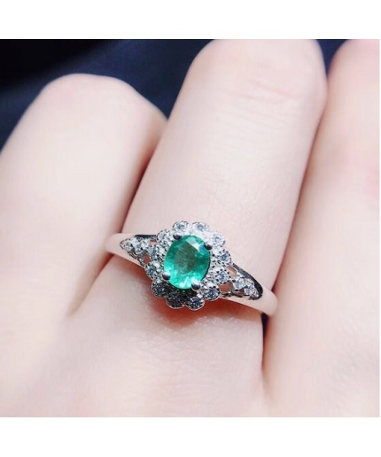 Natural Emerald & Cubic Zirconia Woman Ring, 925 Sterling Silver, Emerald Ring, Statement Ring, Engagement and Wedding Ring | Save 33% - Rajasthan Living 3