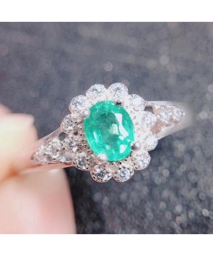 Natural Emerald & Cubic Zirconia Woman Ring, 925 Sterling Silver, Emerald Ring, Statement Ring, Engagement and Wedding Ring | Save 33% - Rajasthan Living