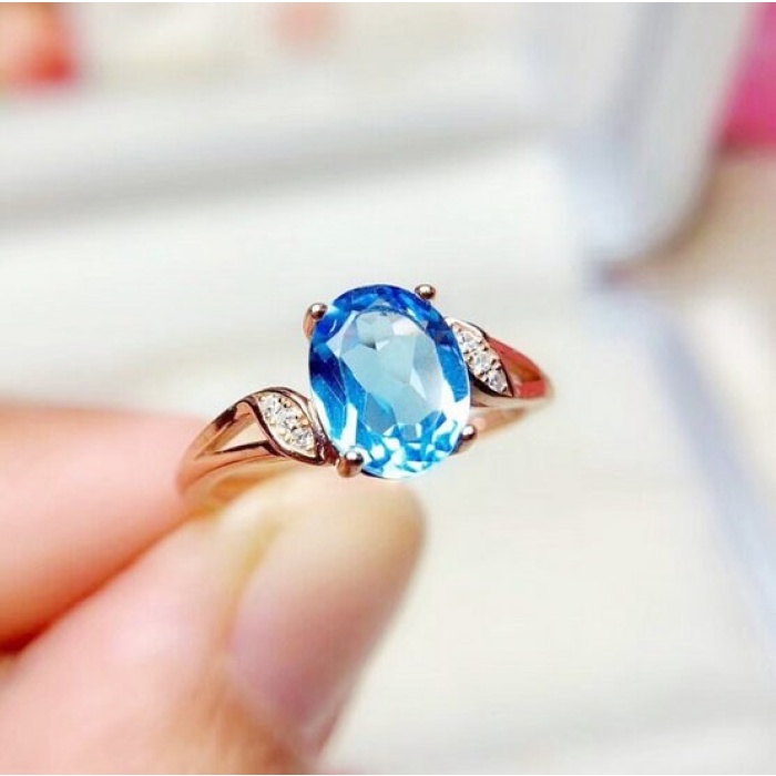 Natural Blue Topaz Ring, 925 Sterling Sliver, Topaz Engagement Ring, Topaz Ring, Topaz Wedding Ring, luxury Ring, Oval cut Ring | Save 33% - Rajasthan Living 10