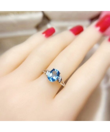 Natural Blue Topaz Ring, 925 Sterling Sliver, Topaz Engagement Ring, Topaz Ring, Topaz Wedding Ring, luxury Ring, Oval cut Ring | Save 33% - Rajasthan Living 3