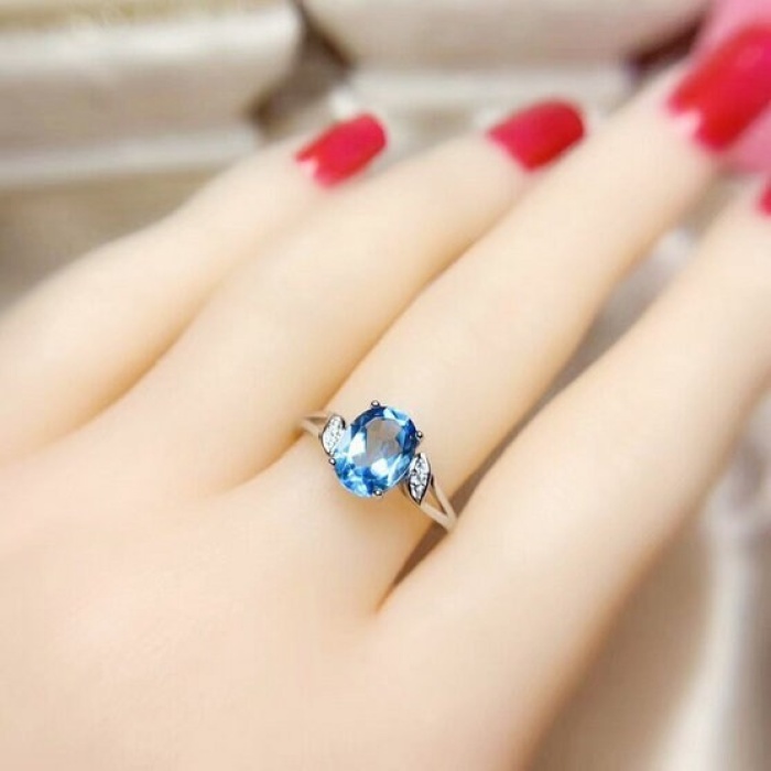 Natural Blue Topaz Ring, 925 Sterling Sliver, Topaz Engagement Ring, Topaz Ring, Topaz Wedding Ring, luxury Ring, Oval cut Ring | Save 33% - Rajasthan Living 6