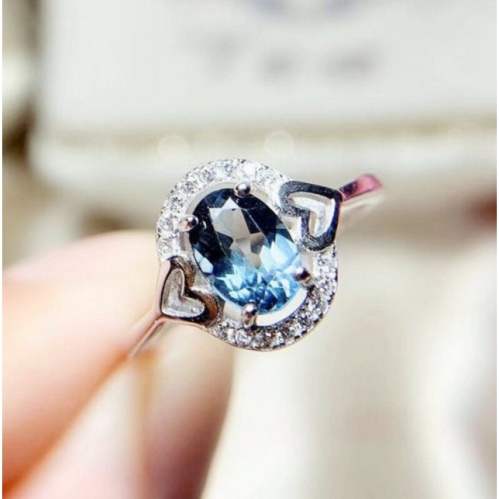 Natural Blue Topaz Ring, 925 Sterling Sliver, Topaz Engagement Ring, Topaz Ring, Topaz Wedding Ring, luxury Ring, Oval cut Ring | Save 33% - Rajasthan Living 9