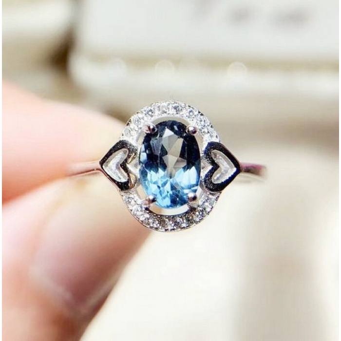 Natural Blue Topaz Ring, 925 Sterling Sliver, Topaz Engagement Ring, Topaz Ring, Topaz Wedding Ring, luxury Ring, Oval cut Ring | Save 33% - Rajasthan Living 7