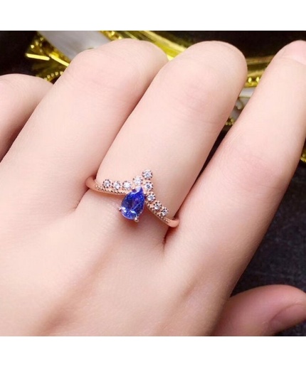 Natural Tanzanite Ring,925 Sterling Sliver,Engagement Ring,Wedding Ring, luxury Ring, solitaire Ring, Pear cut Ring | Save 33% - Rajasthan Living 3