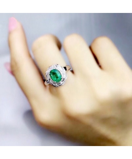 Natural Emerald & Cubic Zirconia Woman Ring, 925 Sterling Silver, Emerald Ring, Statement Ring, Engagement and Wedding Ring | Save 33% - Rajasthan Living 3