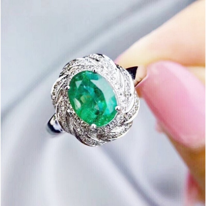 Natural Emerald & Cubic Zirconia Woman Ring, 925 Sterling Silver, Emerald Ring, Statement Ring, Engagement and Wedding Ring | Save 33% - Rajasthan Living 7