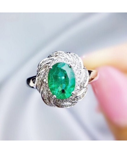 Natural Emerald & Cubic Zirconia Woman Ring, 925 Sterling Silver, Emerald Ring, Statement Ring, Engagement and Wedding Ring | Save 33% - Rajasthan Living