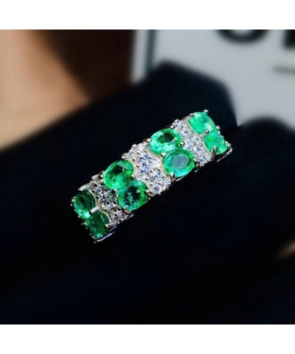 Natural Emerald & Cubic Zirconia Woman Ring, 925 Sterling Silver, Emerald Ring, Statement Ring, Engagement and Wedding Ring | Save 33% - Rajasthan Living