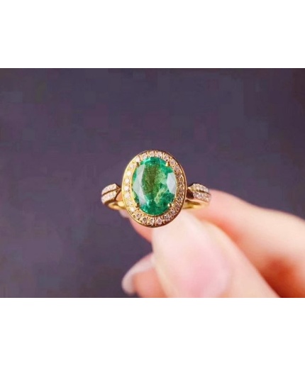 Natural Emerald & Cubic Zirconia Woman Ring, 925 Sterling Silver, Emerald Ring, Statement Ring, Engagement and Wedding Ring | Save 33% - Rajasthan Living