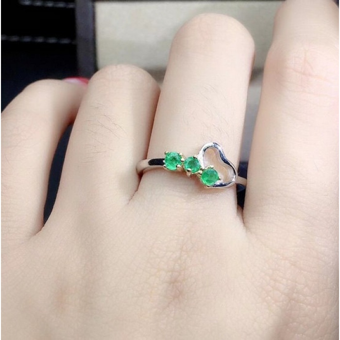 Natural Emerald & Cubic Zirconia Woman Ring, 925 Sterling Silver, Emerald Ring, Statement Ring, Engagement and Wedding Ring | Save 33% - Rajasthan Living 6