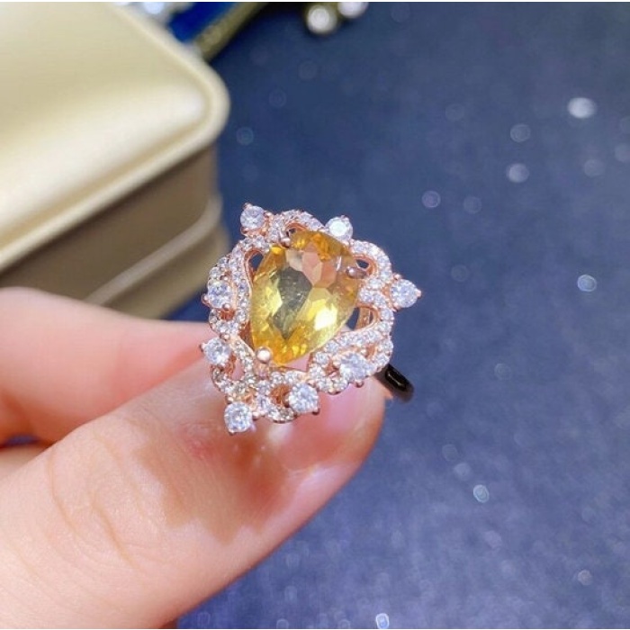 Natural Citrine Ring, 925 Sterling Sliver, Citrine Engagement Ring, Citrine Wedding Ring, luxury Ring, Ring/Band, Citrine Pear cut Ring | Save 33% - Rajasthan Living 11