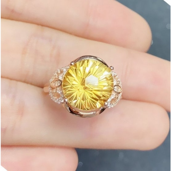 Natural Citrine Ring, 925 Sterling Sliver, Citrine Engagement Ring, Citrine Wedding Ring, luxury Ring, Ring/Band, Citrine Round cut Ring | Save 33% - Rajasthan Living 5