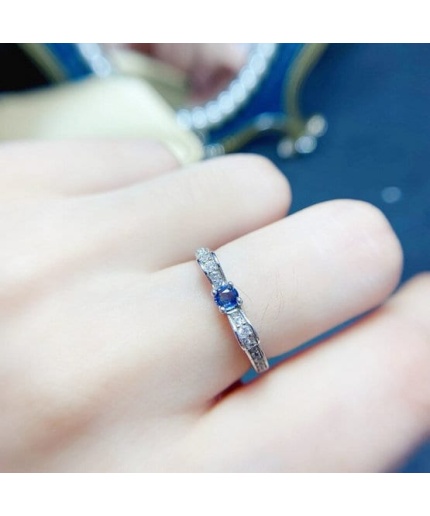 Natural Blue Sapphire Ring, 925 Sterling Sliver, Engagement Ring, Wedding Ring, luxury Ring, solitaire Ring, Round cut Ring | Save 33% - Rajasthan Living 3