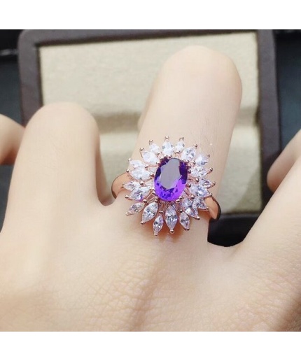 Natural Amethyst Ring, 925 Sterling Silver, Amethyst Engagement Ring, Amethyst Ring, Wedding Ring, Luxury Ring, Ring/Band, Oval Cut Ring | Save 33% - Rajasthan Living 3