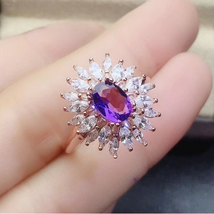 Natural Amethyst Ring, 925 Sterling Silver, Amethyst Engagement Ring, Amethyst Ring, Wedding Ring, Luxury Ring, Ring/Band, Oval Cut Ring | Save 33% - Rajasthan Living 7