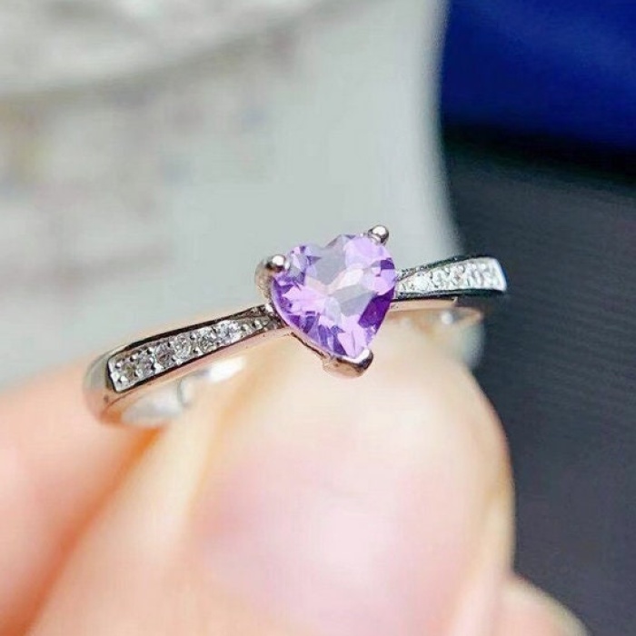 Natural Amethyst Ring, 925 Sterling Silver, Amethyst Engagement Ring, Amethyst Ring, Wedding Ring, Luxury Ring, Ring/Band, Heart Cut Ring | Save 33% - Rajasthan Living 7