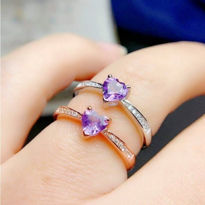 Natural Amethyst Ring, 925 Sterling Silver, Amethyst Engagement Ring, Amethyst Ring, Wedding Ring, Luxury Ring, Ring/Band, Heart Cut Ring | Save 33% - Rajasthan Living 6