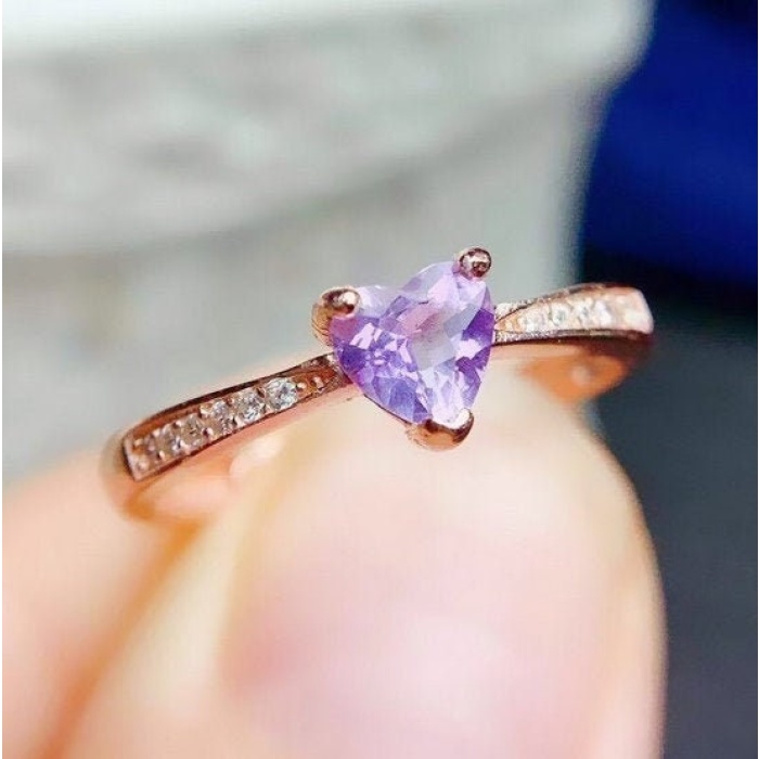 Natural Amethyst Ring, 925 Sterling Silver, Amethyst Engagement Ring, Amethyst Ring, Wedding Ring, Luxury Ring, Ring/Band, Heart Cut Ring | Save 33% - Rajasthan Living 5