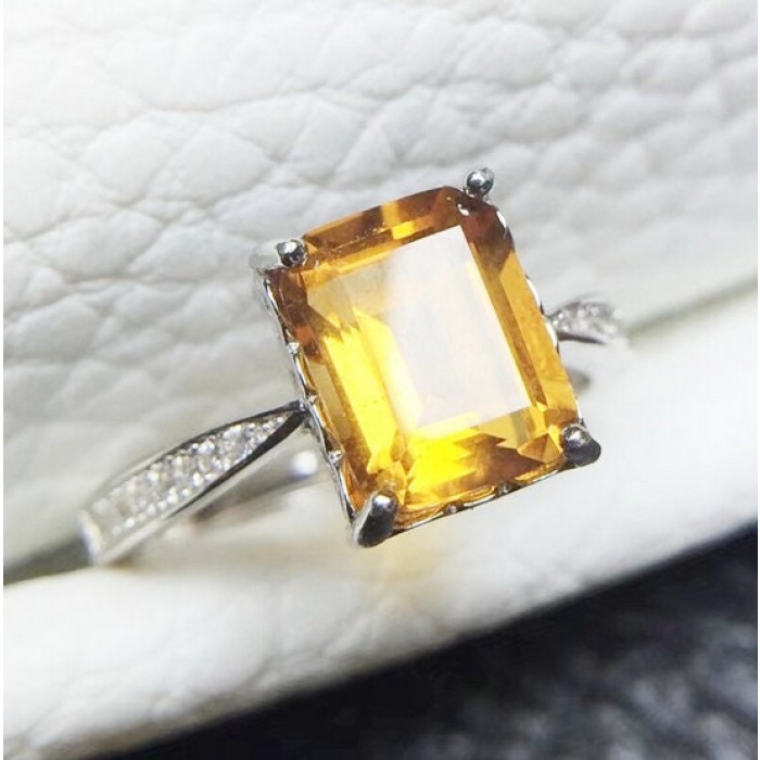 Natural Citrine Ring, 925 Sterling Sliver, Engagement Ring, Wedding Ring, luxury Ring, solitaire Ring, Emerald Cut Ring | Save 33% - Rajasthan Living 5