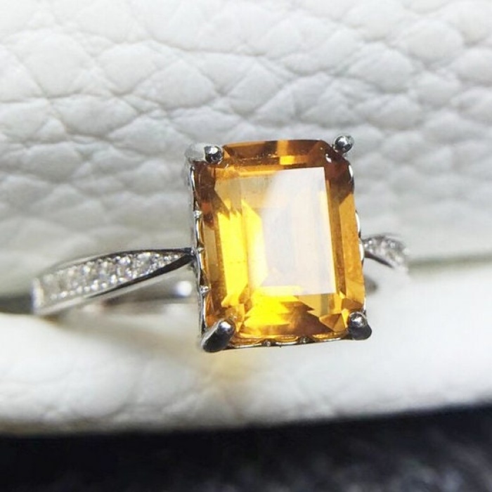 Natural Citrine Ring, 925 Sterling Sliver, Engagement Ring, Wedding Ring, luxury Ring, solitaire Ring, Emerald Cut Ring | Save 33% - Rajasthan Living 8