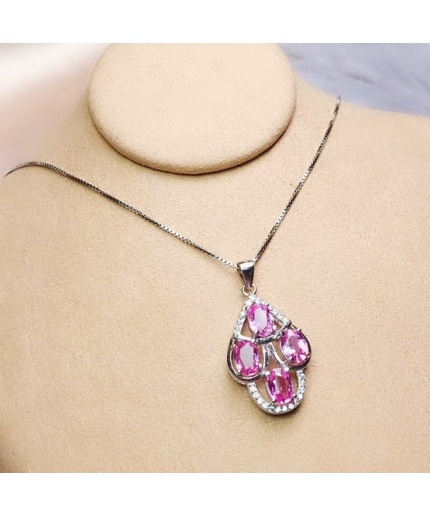 Natural Pink Topaz Pendant, Engagement Pink Topaz Silver Pendent, Woman Pendant, Pendant Necklace, Luxury Pendent, Pear Cut Stone Pendent | Save 33% - Rajasthan Living 3