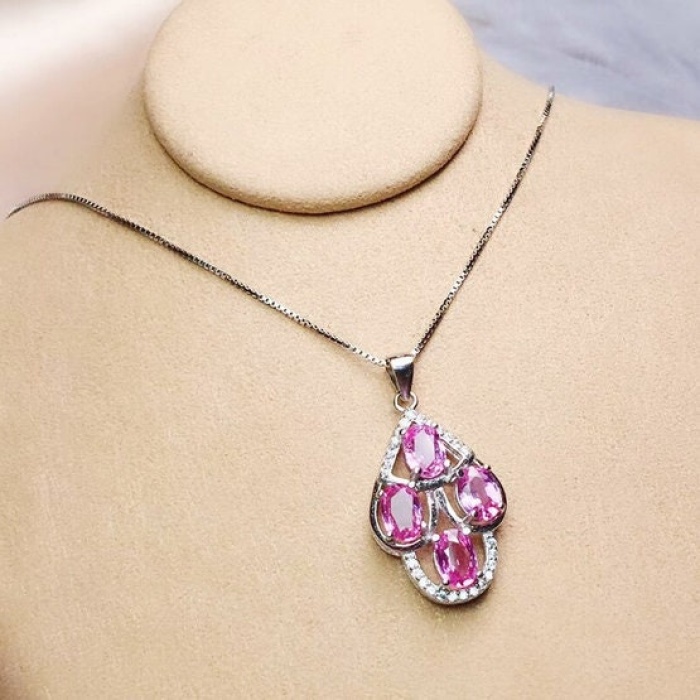 Natural Pink Topaz Pendant, Engagement Pink Topaz Silver Pendent, Woman Pendant, Pendant Necklace, Luxury Pendent, Pear Cut Stone Pendent | Save 33% - Rajasthan Living 6