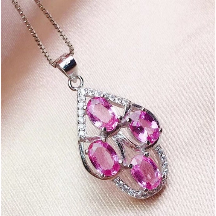 Natural Pink Topaz Pendant, Engagement Pink Topaz Silver Pendent, Woman Pendant, Pendant Necklace, Luxury Pendent, Pear Cut Stone Pendent | Save 33% - Rajasthan Living 10