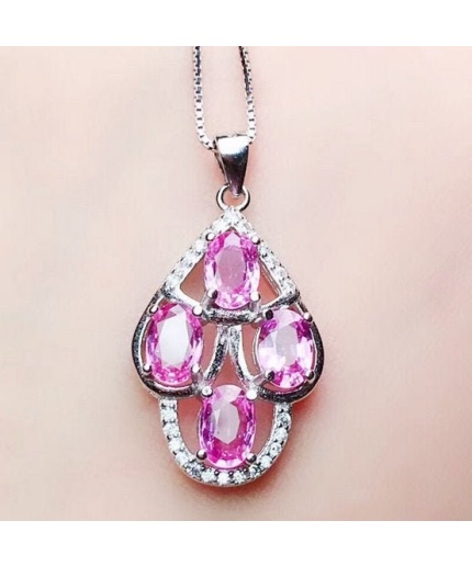 Natural Pink Topaz Pendant, Engagement Pink Topaz Silver Pendent, Woman Pendant, Pendant Necklace, Luxury Pendent, Pear Cut Stone Pendent | Save 33% - Rajasthan Living