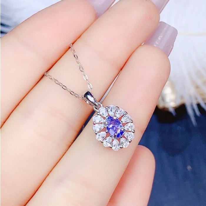 Natural Tanzanite Pendant, Engagement Pendent, Tanzanite Silver Pendent, Woman Pendant, Pendant Necklace, Luxury Pendent Oval Cut Pendent | Save 33% - Rajasthan Living 8