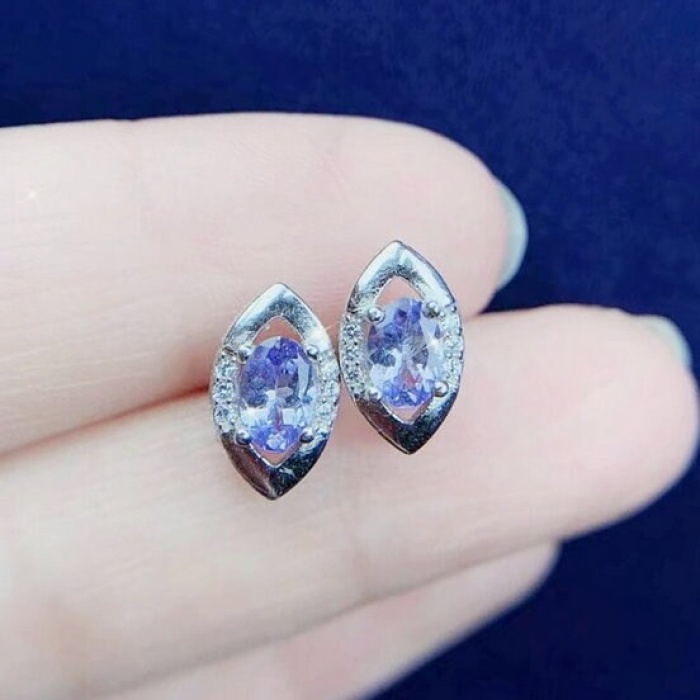 Natural Tanzanite Studs Earrings, 925 Sterling Silver, Tanzanite Studs Earrings, Tanzanite Earrings, Luxury Earrings, Oval Cut Earrings | Save 33% - Rajasthan Living 10