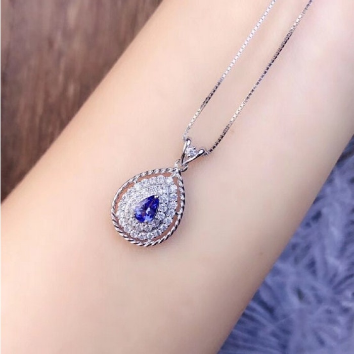 Natural Tanzanite Pendant, Engagement Pendent, Tanzanite Silver Pendent, Woman Pendant, Pendant Necklace, Luxury Pendent Pear Cut Pendent | Save 33% - Rajasthan Living 11