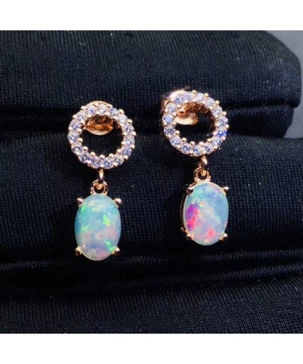 Natural Opal Drop Earrings, 925 Sterling Silver, Opal Drop Earrings, Earrings, Opal Earrings, Luxury Earrings, Oval Stone Earrings | Save 33% - Rajasthan Living