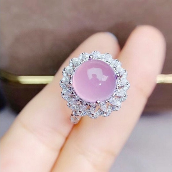 Natural Rose Quartz Ring, 925 Sterling Sliver, Rose Quartz Engagement Ring, Wedding Ring, luxury Ring, Ring/Band, Round Cabochon | Save 33% - Rajasthan Living 10