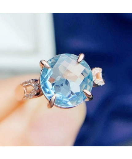 Natural Blue Topaz Ring, 925 Sterling Sliver, Topaz Engagement Ring, Topaz Ring, Wedding Ring, luxury Ring, soliture Ring, Round cut Ring | Save 33% - Rajasthan Living