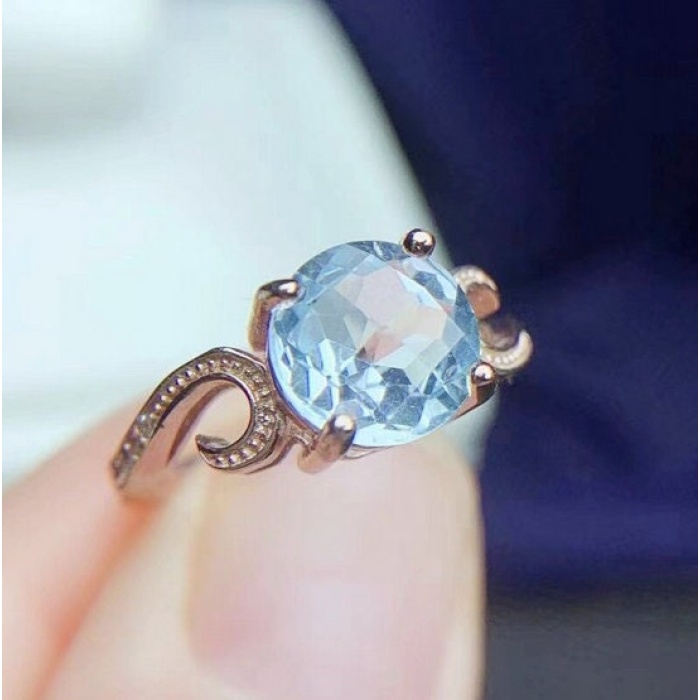 Natural Blue Topaz Ring, 925 Sterling Sliver, Topaz Engagement Ring, Topaz Ring, Wedding Ring, luxury Ring, soliture Ring, Round cut Ring | Save 33% - Rajasthan Living 6