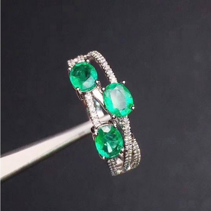 Natural Emerald & Cubic Zirconia Woman Ring, 925 Sterling Silver, Emerald Ring, Statement Ring, Engagement and Wedding Ring | Save 33% - Rajasthan Living 9