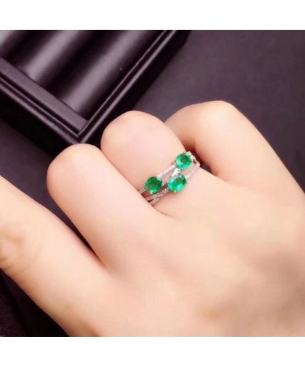 Natural Emerald & Cubic Zirconia Woman Ring, 925 Sterling Silver, Emerald Ring, Statement Ring, Engagement and Wedding Ring | Save 33% - Rajasthan Living 3