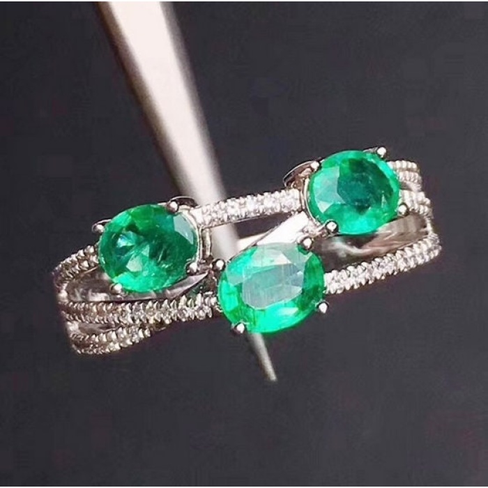 Natural Emerald & Cubic Zirconia Woman Ring, 925 Sterling Silver, Emerald Ring, Statement Ring, Engagement and Wedding Ring | Save 33% - Rajasthan Living 8