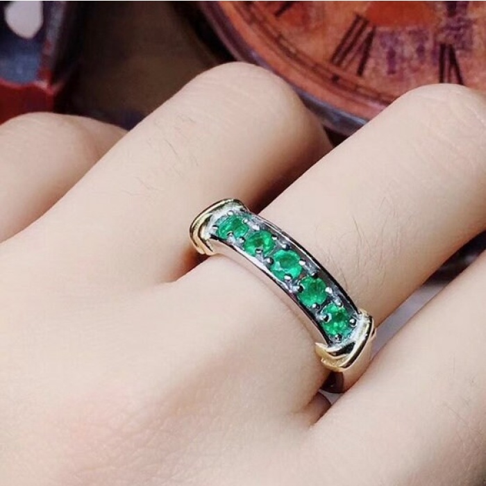 Natural Emerald & Cubic Zirconia Woman Ring, 925 Sterling Silver, Emerald Ring, Statement Ring, Engagement and Wedding Ring | Save 33% - Rajasthan Living 6