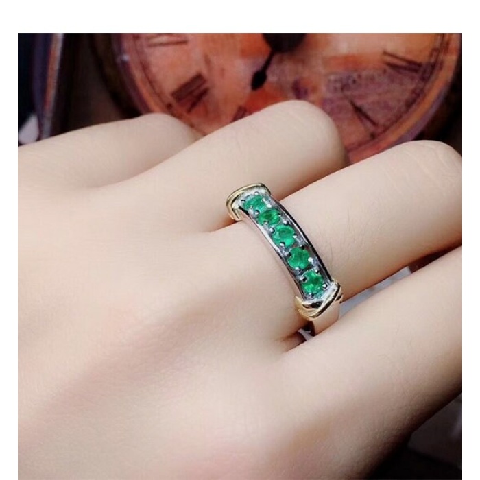 Natural Emerald & Cubic Zirconia Woman Ring, 925 Sterling Silver, Emerald Ring, Statement Ring, Engagement and Wedding Ring | Save 33% - Rajasthan Living 7