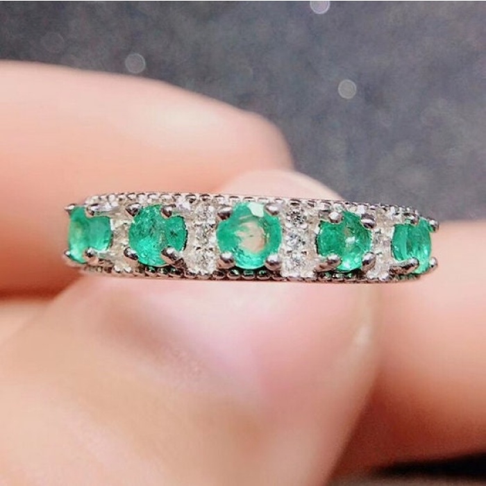 Natural Emerald & Cubic Zirconia Woman Ring, 925 Sterling Silver, Emerald Ring, Statement Ring, Engagement and Wedding Ring | Save 33% - Rajasthan Living 8